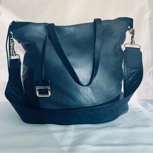 Innue Italian Leather Brown Black Shoulder Handbag Purse Logo Removable Strap